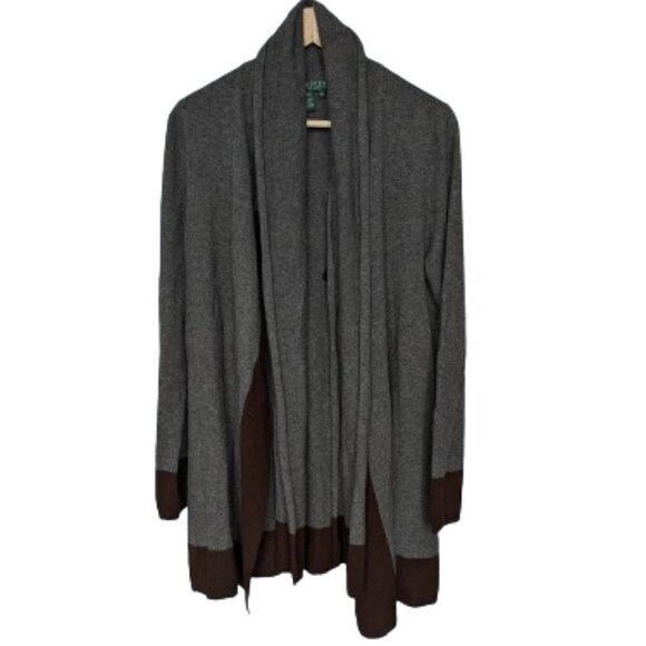 Lauren Ralph Lauren Petite Long Open Wool and Cashmere Cardigan - Picture 1 of 10